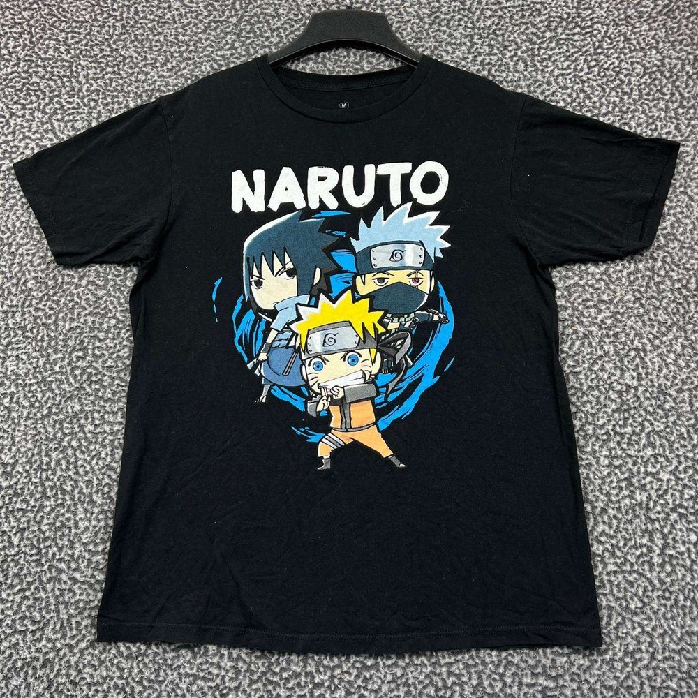 Naruto Shippuden Shirt Men Medium‎ Black Short Sleeve Crew Neck Cotton M